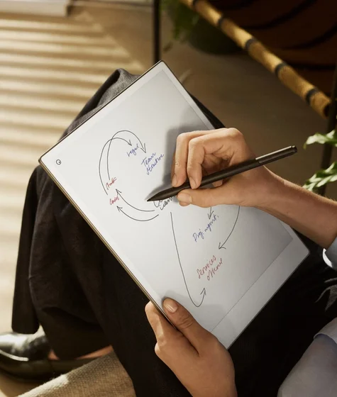 Close-up of a reMarkable Paper Pro with a person drawing on the screen.